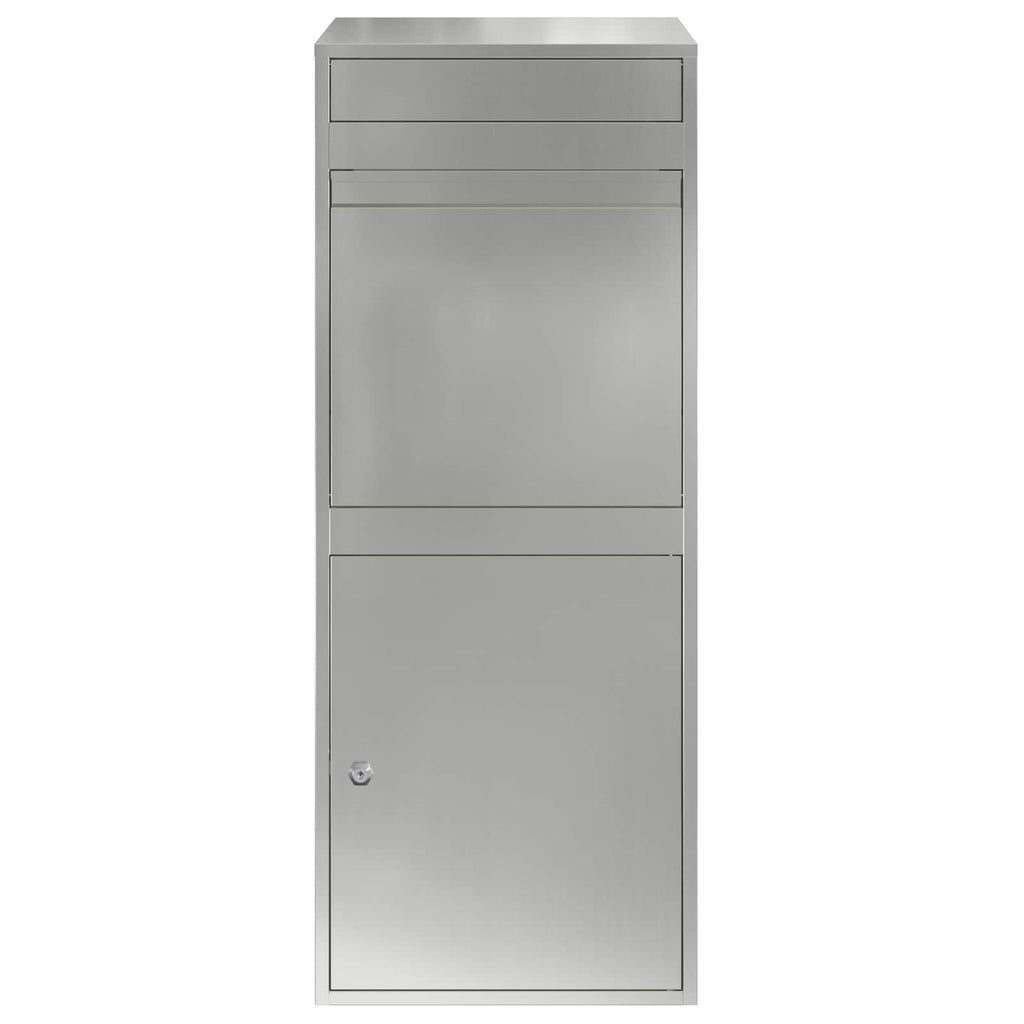 vidaXL Skrzynka na przesyłki z drzwiami srebrny 47,5 x 38 x 59 cm