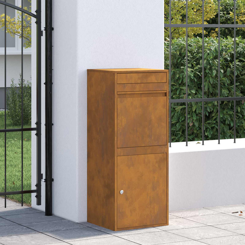 vidaXL Skrzynka na przesyłki Rdzawy 41 x 38 x 103 cm Stal kortenowska