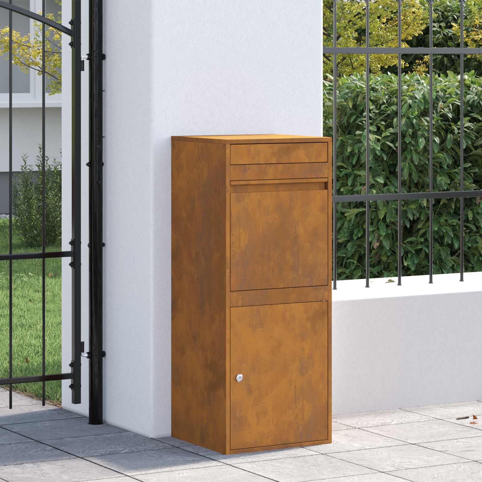 vidaXL Skrzynka na przesyłki Rdzawy 41 x 38 x 103 cm Stal kortenowska