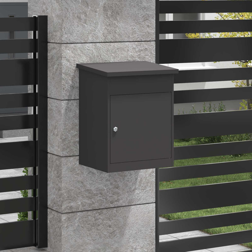 vidaXL Skrzynka na przesyłki z drzwiami Czarny 47.5 x 38 x 59 cm Stal