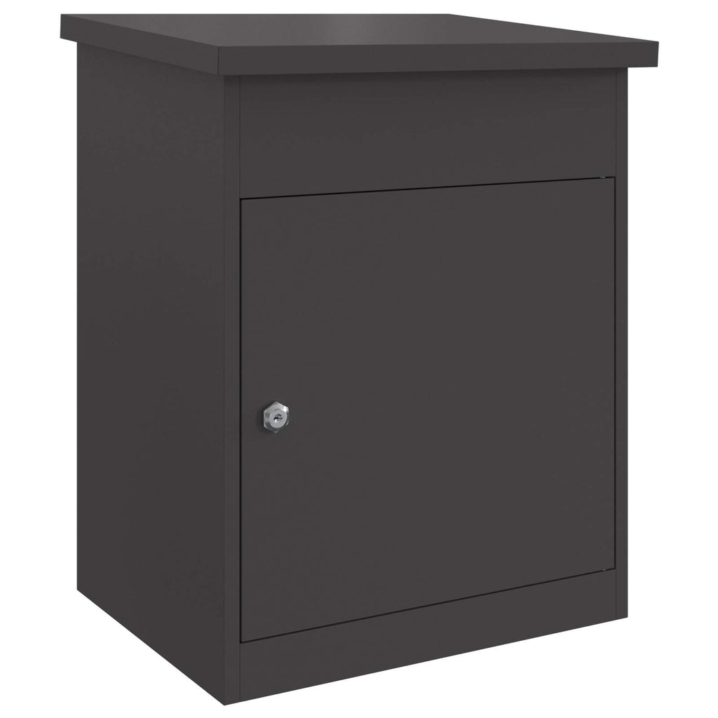 vidaXL Skrzynka na przesyłki z drzwiami Czarny 47.5 x 38 x 59 cm Stal