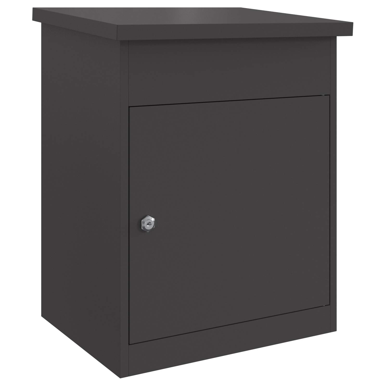 vidaXL Skrzynka na przesyłki z drzwiami Czarny 47.5 x 38 x 59 cm Stal