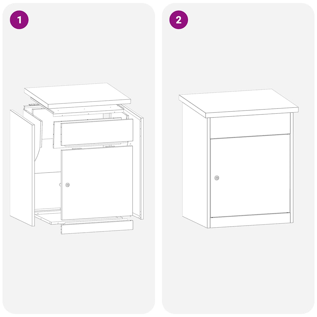vidaXL Skrzynka na przesyłki z drzwiami Biały 47,5 x 38 x 59 cm Stal