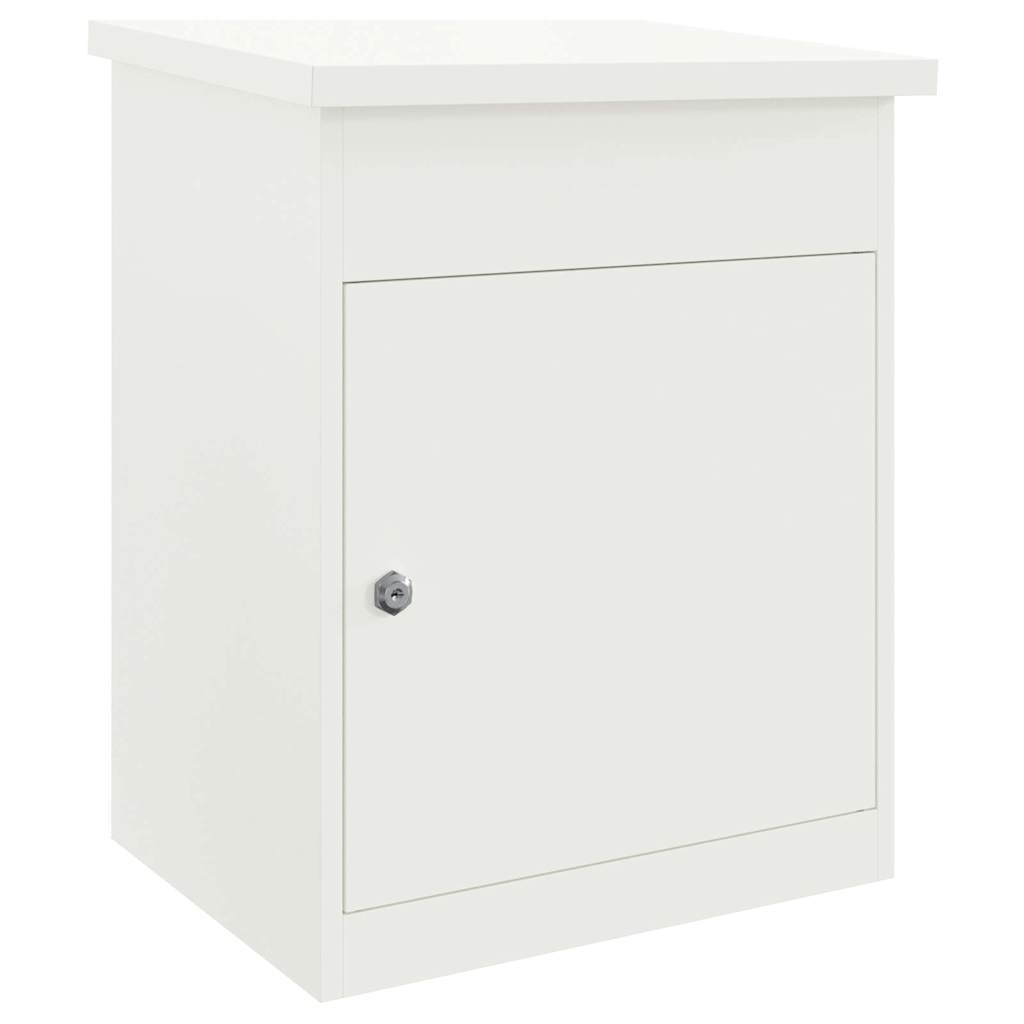 vidaXL Skrzynka na przesyłki z drzwiami Biały 47,5 x 38 x 59 cm Stal