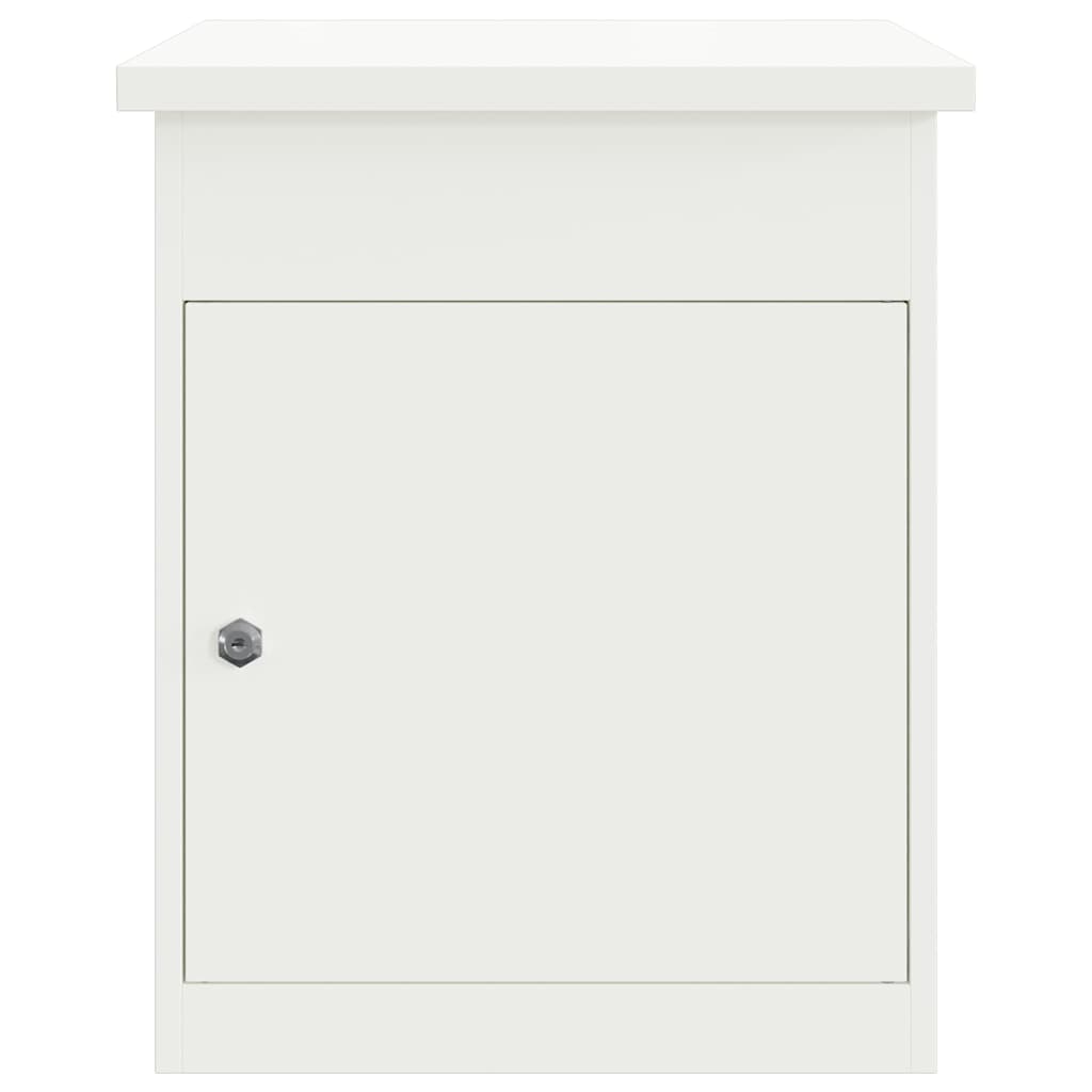 vidaXL Skrzynka na przesyłki z drzwiami Biały 47,5 x 38 x 59 cm Stal