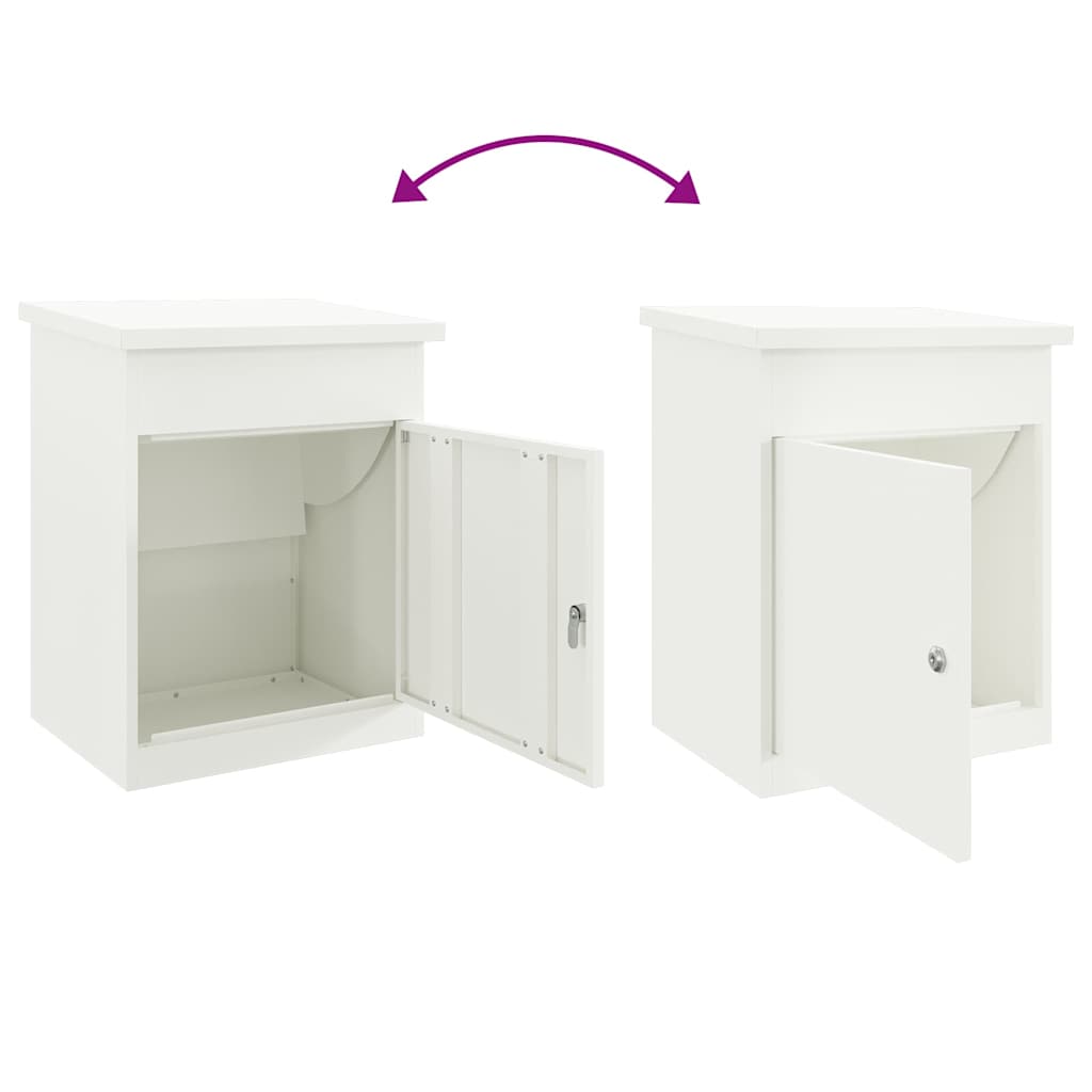 vidaXL Skrzynka na przesyłki z drzwiami Biały 47,5 x 38 x 59 cm Stal