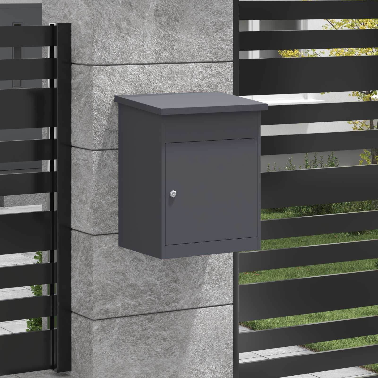 vidaXL Skrzynka na przesyłki Z blokadą Antracyt 47.5 x 38 x 59 cm Stal