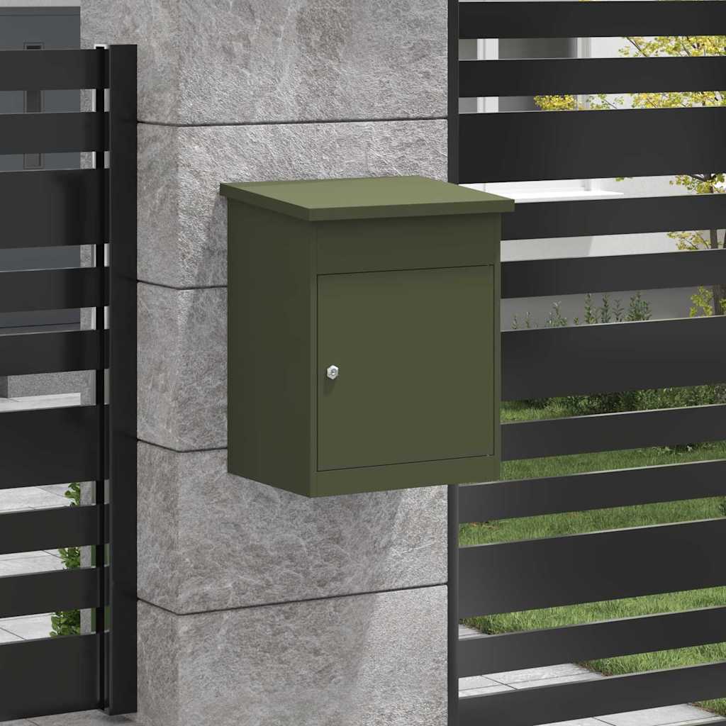 vidaXL Skrzynka na przesyłki Z blokadą oliwkowy 47.5 x 38 x 59 cm Stal