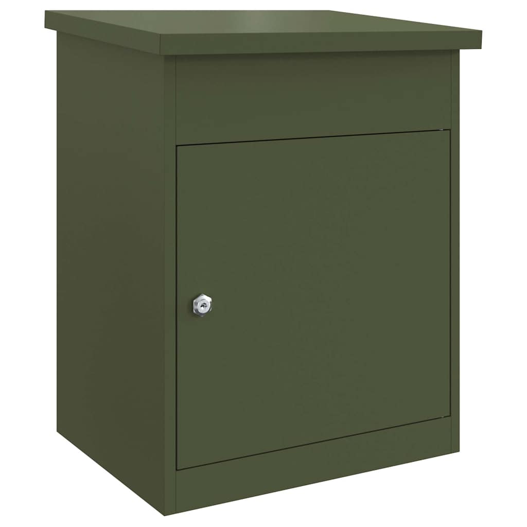 vidaXL Skrzynka na przesyłki Z blokadą oliwkowy 47.5 x 38 x 59 cm Stal