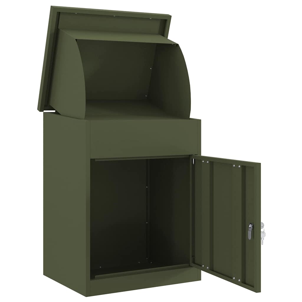 vidaXL Skrzynka na przesyłki Z blokadą oliwkowy 47.5 x 38 x 59 cm Stal