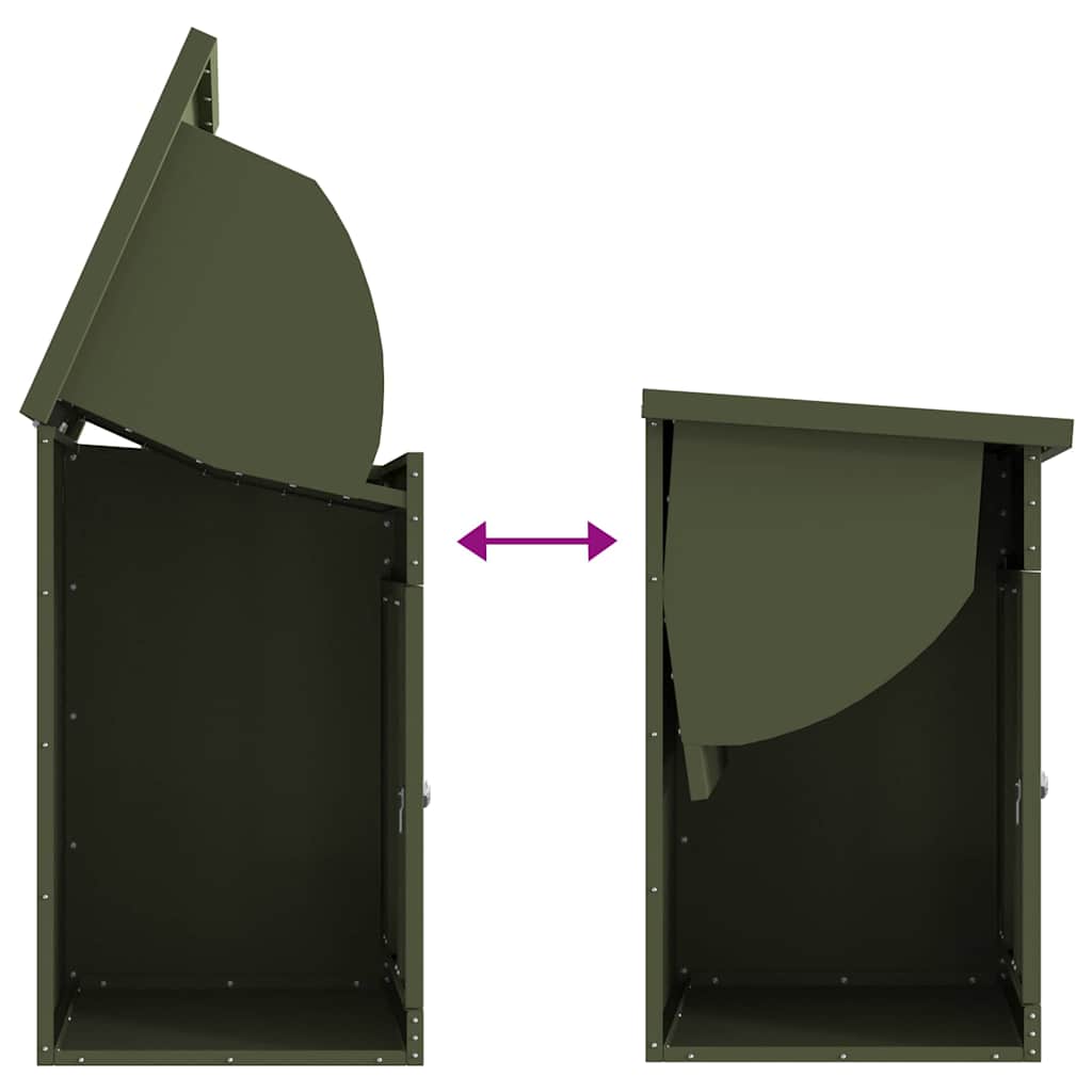 vidaXL Skrzynka na przesyłki Z blokadą oliwkowy 47.5 x 38 x 59 cm Stal