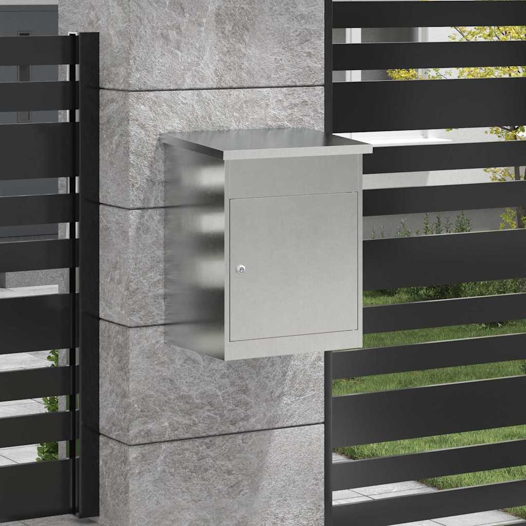 vidaXL Skrzynka na przesyłki Srebrny 47,5 x 38 x 59 cm Stal nierdzewna