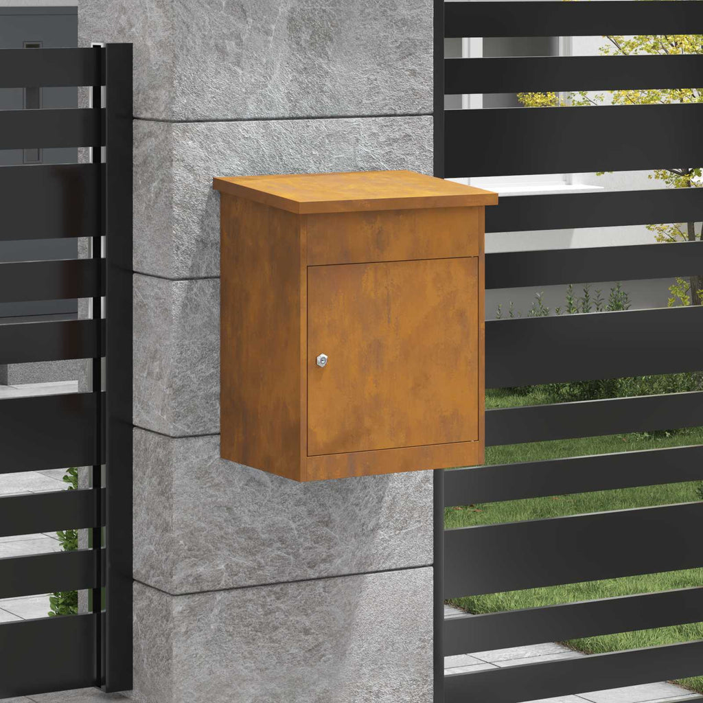 vidaXL Skrzynka na przesyłki z drzwiami Rdzawy 47,5 x 38 x 59 cm