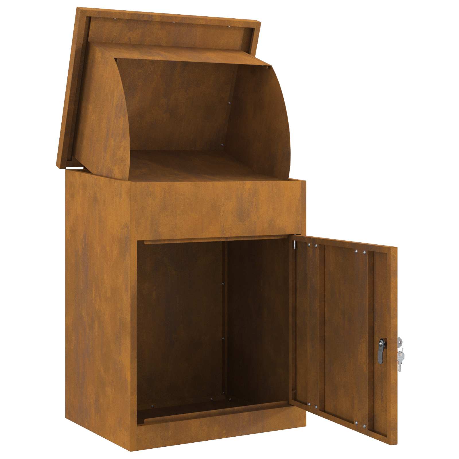 vidaXL Skrzynka na przesyłki z drzwiami Rdzawy 47,5 x 38 x 59 cm