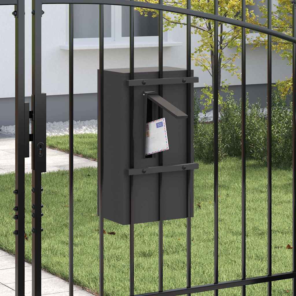 vidaXL skrzynka na listy z przechowywaniem Czarny 30 x 20 x 55 cm Stal