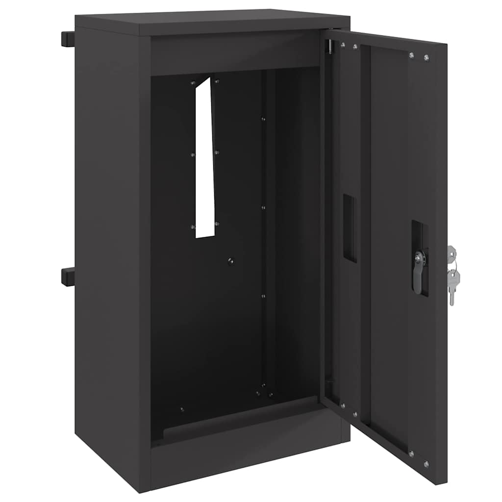 vidaXL skrzynka na listy z przechowywaniem Czarny 30 x 20 x 55 cm Stal
