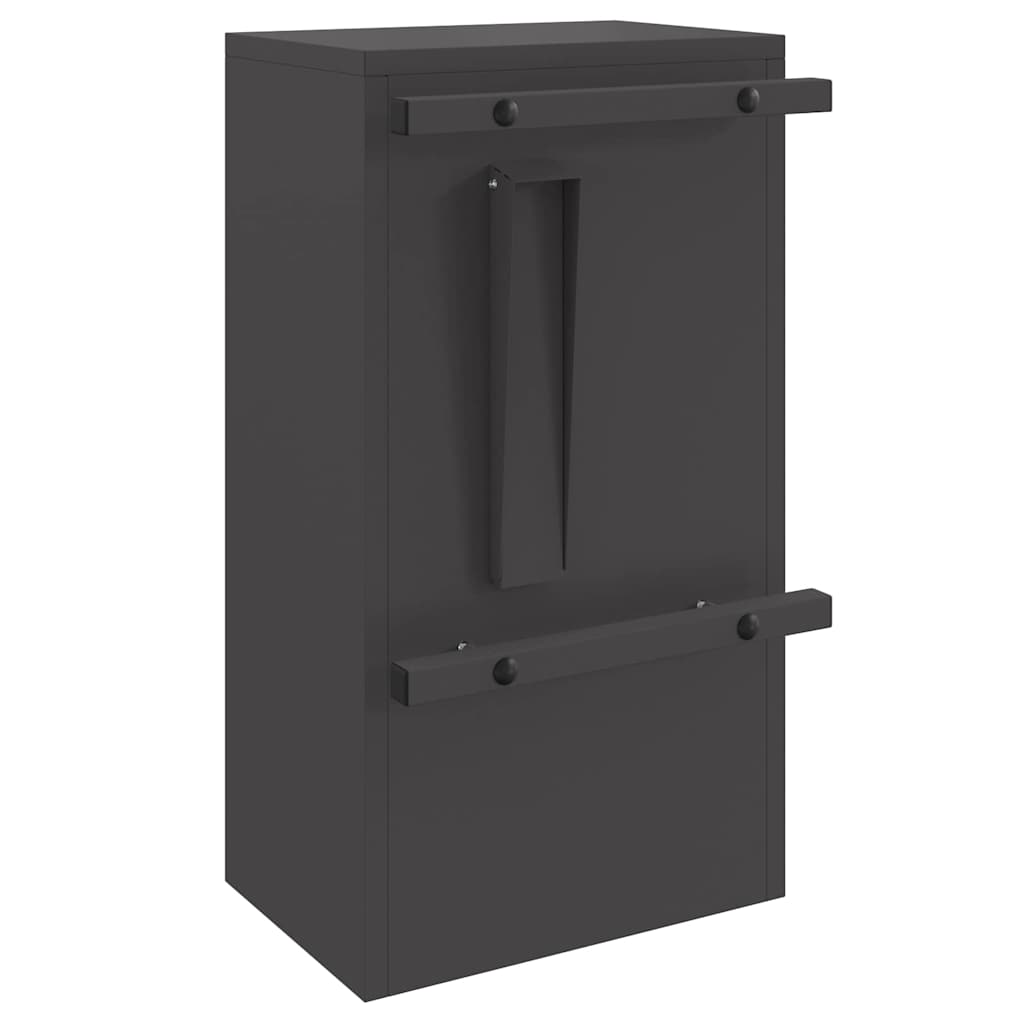 vidaXL skrzynka na listy z przechowywaniem Czarny 30 x 20 x 55 cm Stal