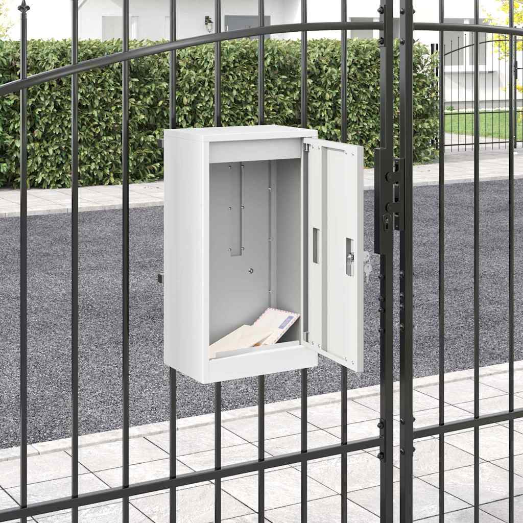 vidaXL skrzynka na listy z przechowywaniem Biały 30 x 20 x 55 cm Stal