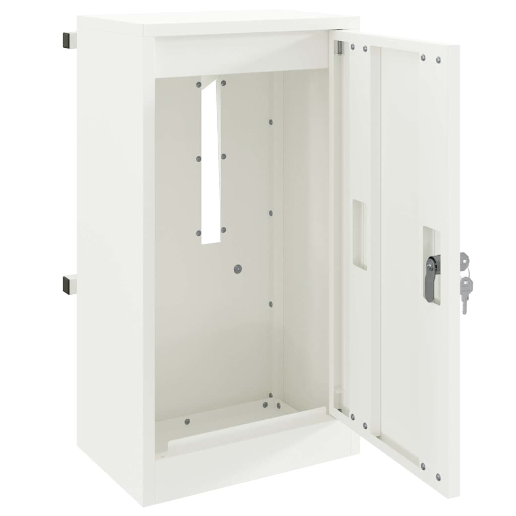 vidaXL skrzynka na listy z przechowywaniem Biały 30 x 20 x 55 cm Stal