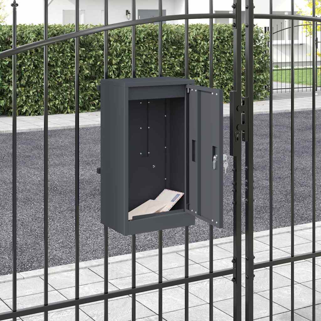 vidaXL skrzynka na listy z drzwiami Antracyt 30 x 20 x 55 cm Stal