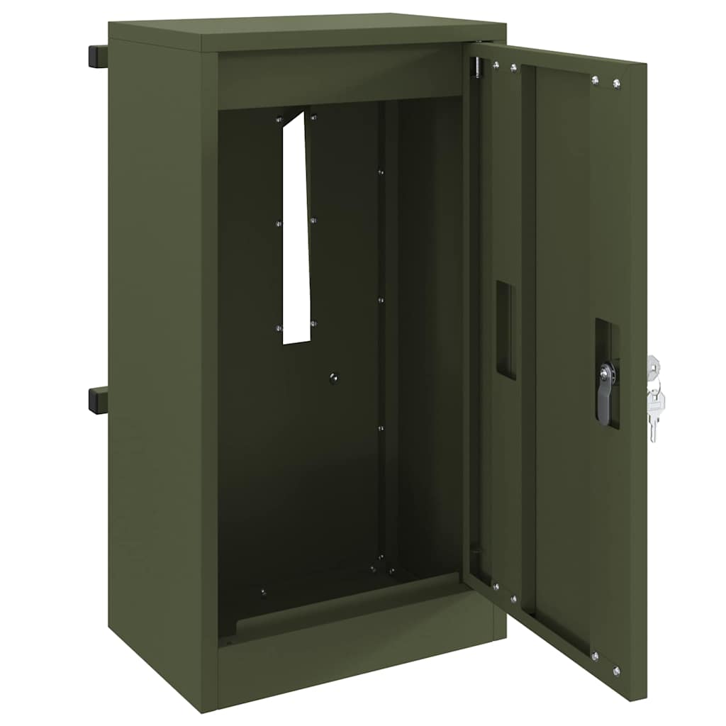 vidaXL skrzynka na listy z drzwiami oliwkowy 30 x 20 x 55 cm Stal