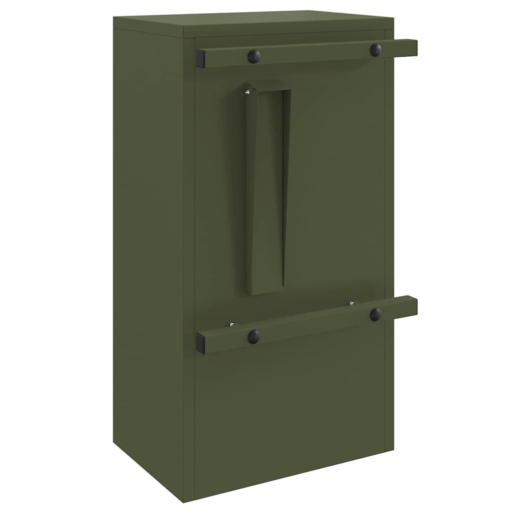 vidaXL skrzynka na listy z drzwiami oliwkowy 30 x 20 x 55 cm Stal