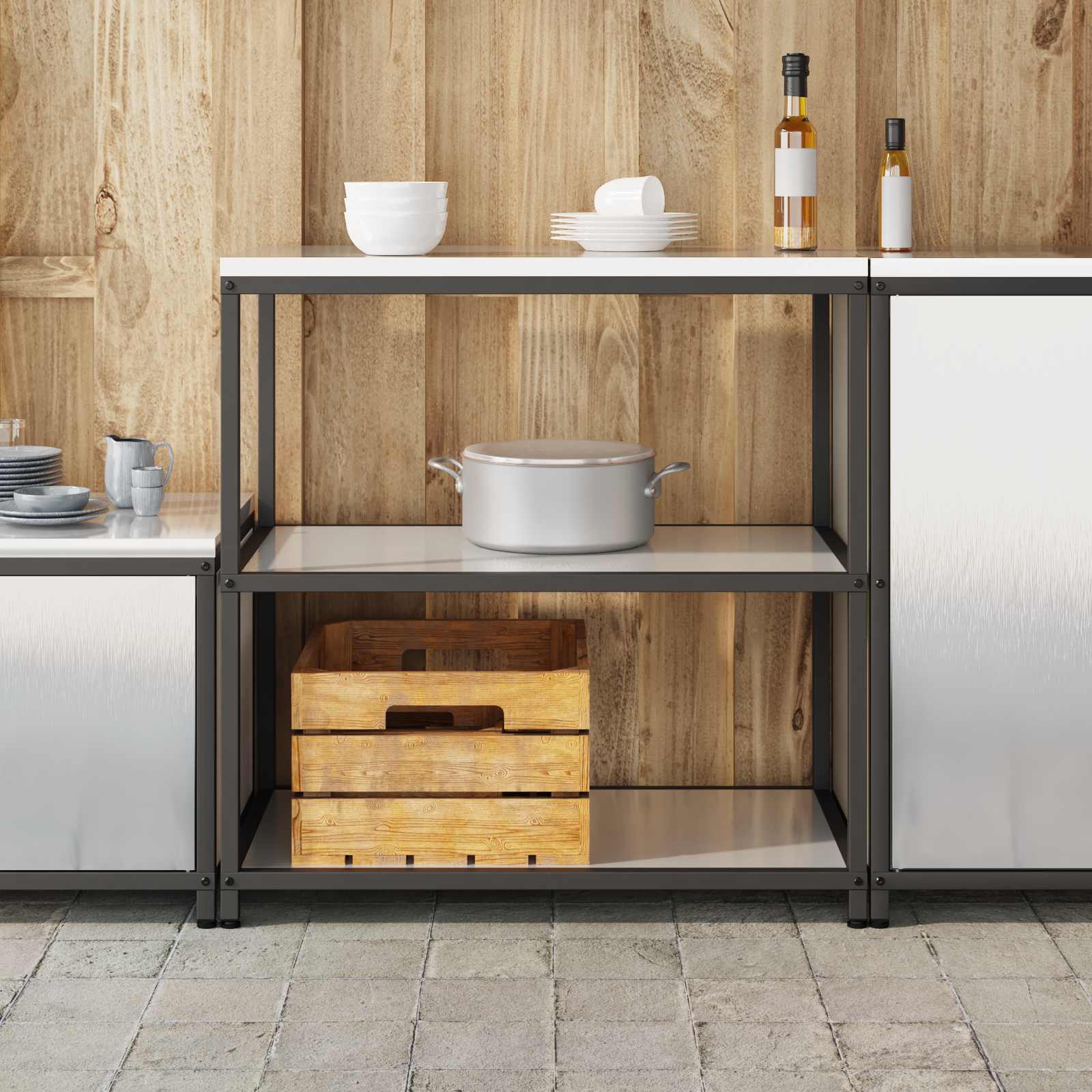 vidaXL Przechowywanie w kuchni HATTEM srebrny 90 x 50 x 92 cm Stal