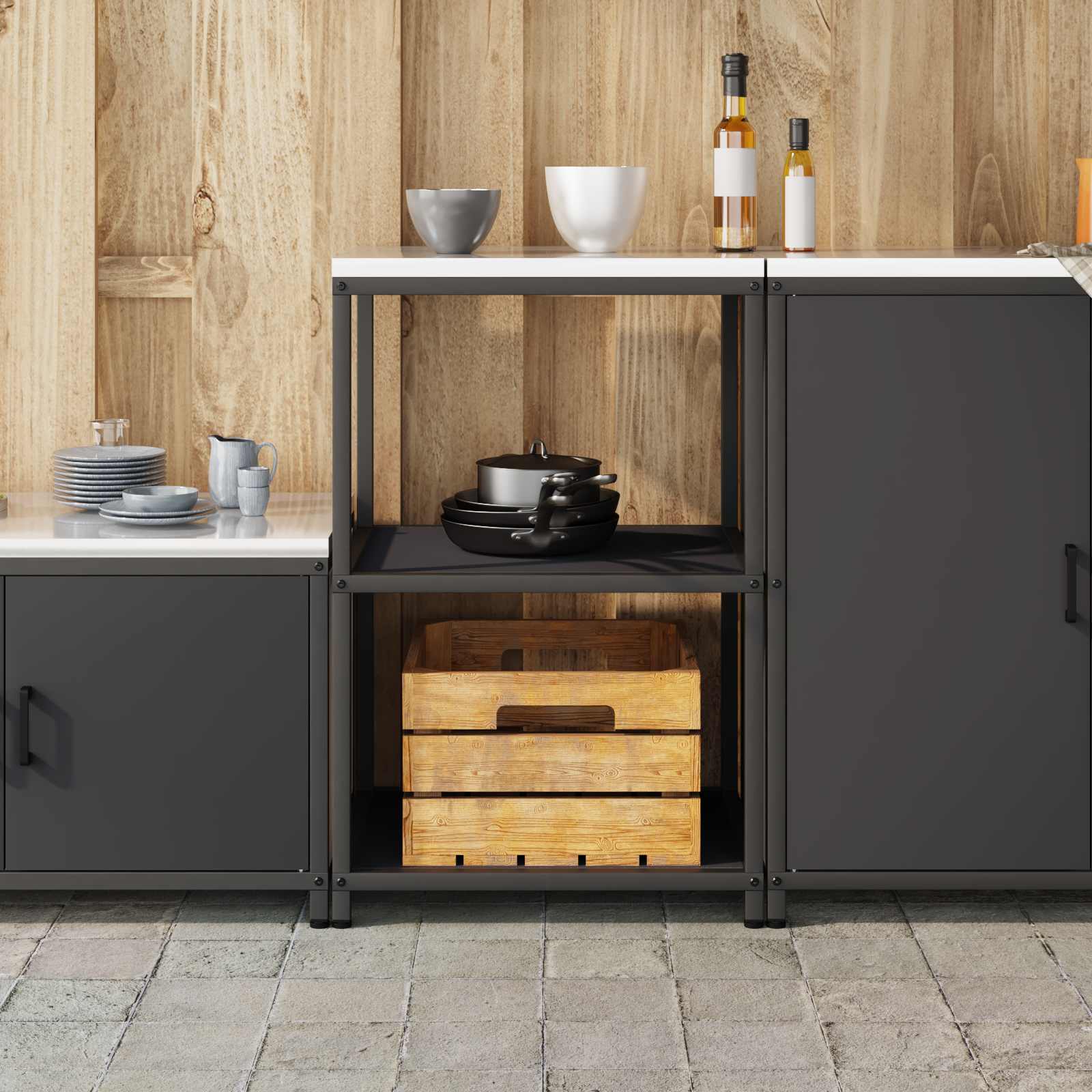 vidaXL Przechowywanie w kuchni HATTEM Czarny 60 x 50 x 92 cm Stal