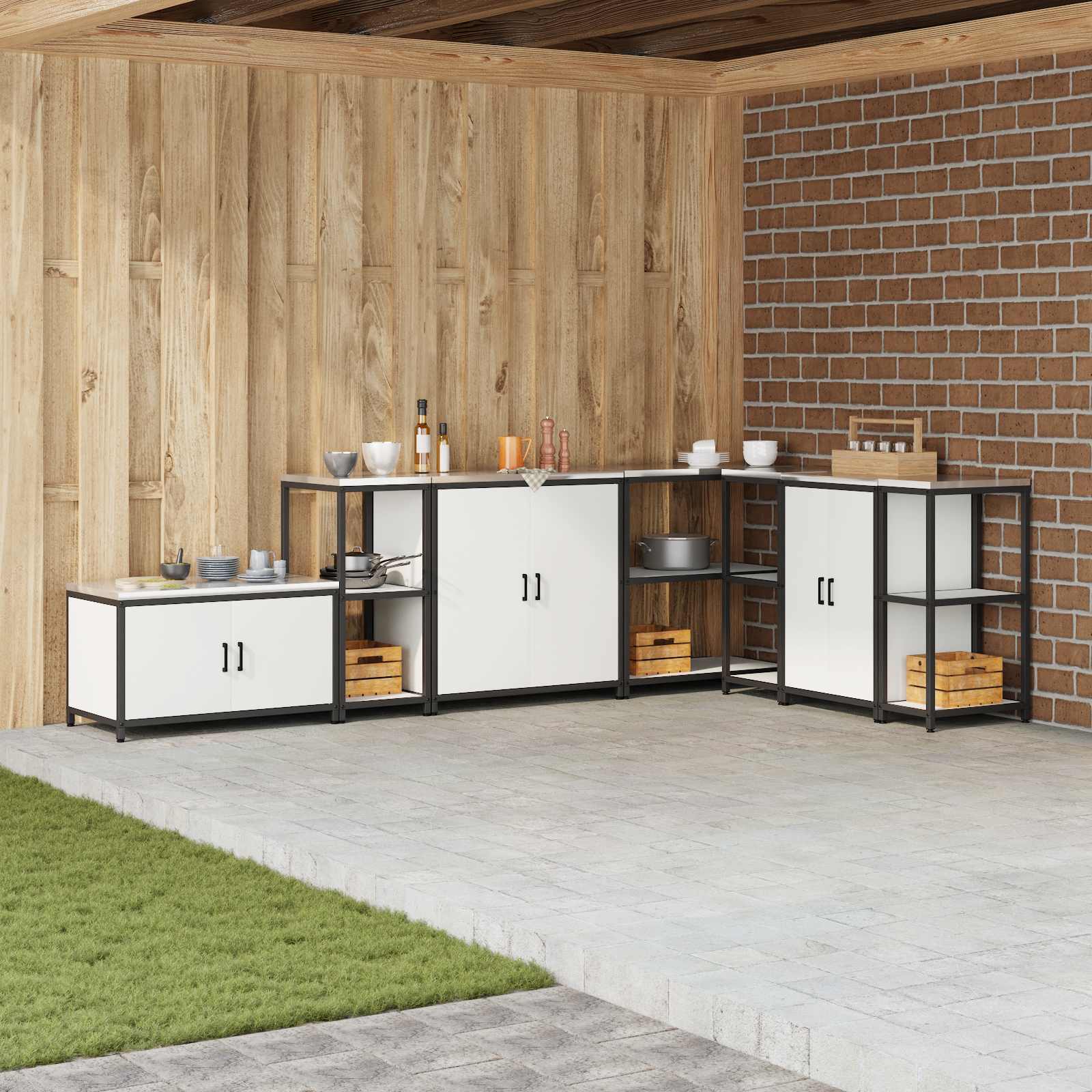 vidaXL Przechowywanie w kuchni HATTEM Biały 40 x 50 x 92 cm Stal