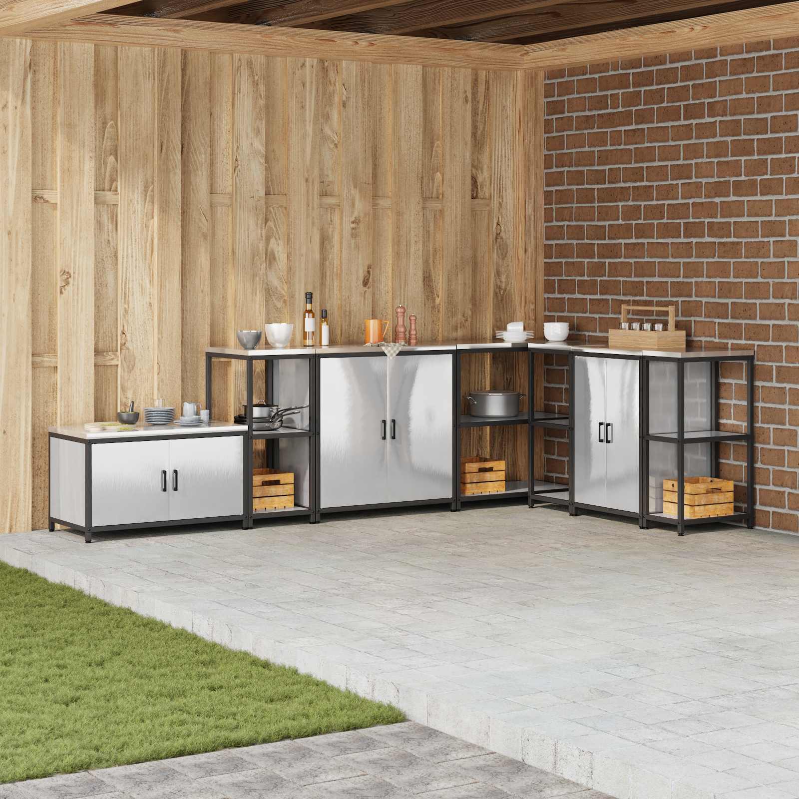 vidaXL Przechowywanie w kuchni HATTEM srebrny 40 x 50 x 92 cm Stal