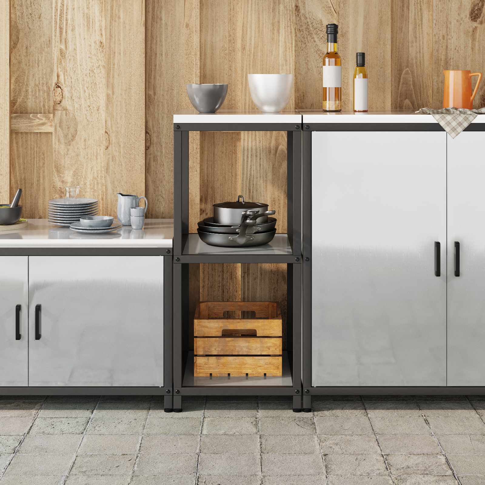 vidaXL Przechowywanie w kuchni HATTEM srebrny 40 x 50 x 92 cm Stal