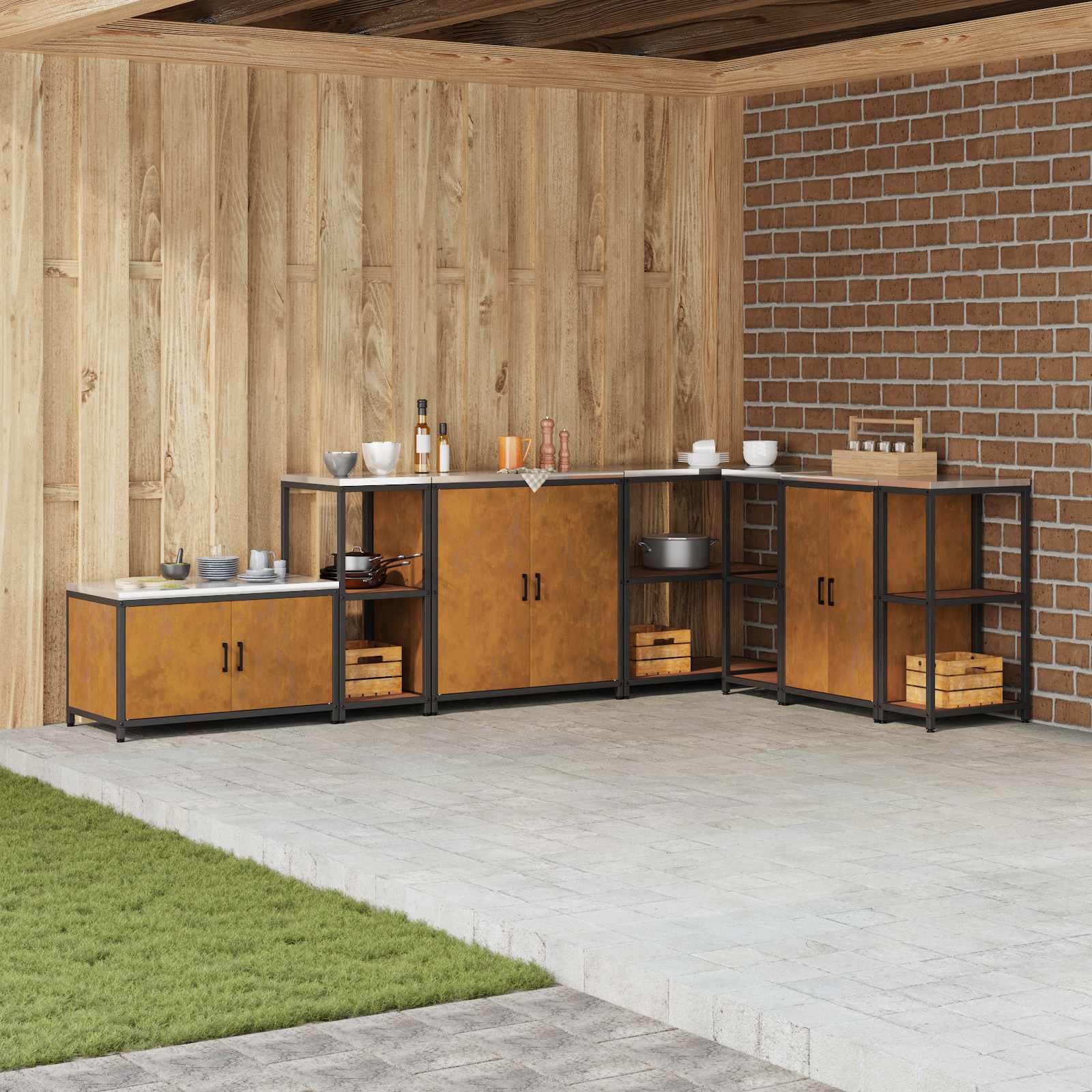 vidaXL Przechowywanie w kuchni HATTEM Rdzawy 40 x 50 x 92 cm Stal