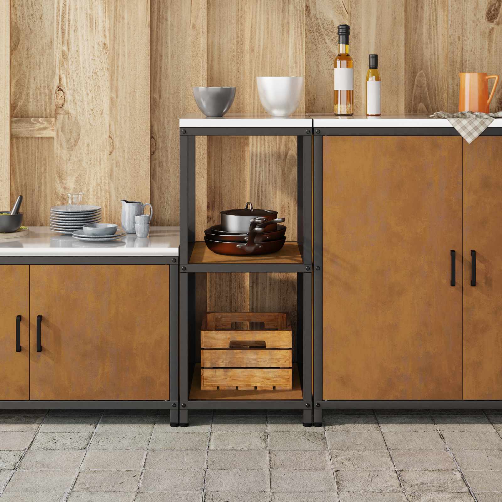 vidaXL Przechowywanie w kuchni HATTEM Rdzawy 40 x 50 x 92 cm Stal