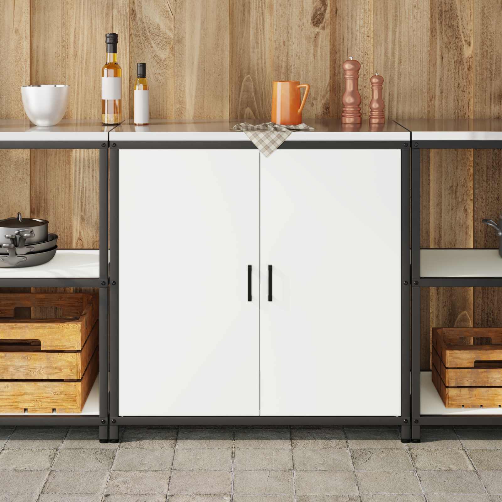 vidaXL Przechowywanie w kuchni HATTEM Biały 90 x 50 x 92 cm Stal