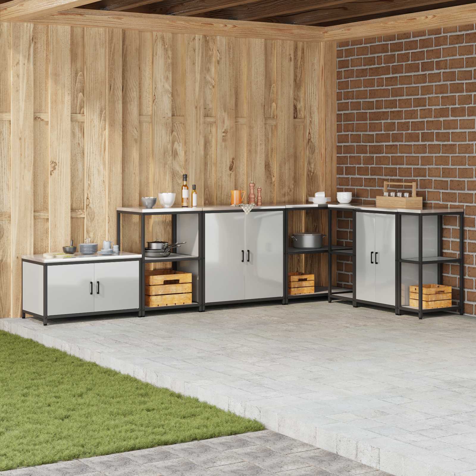 vidaXL Przechowywanie w kuchni HATTEM srebrny 90 x 50 x 92 cm Stal