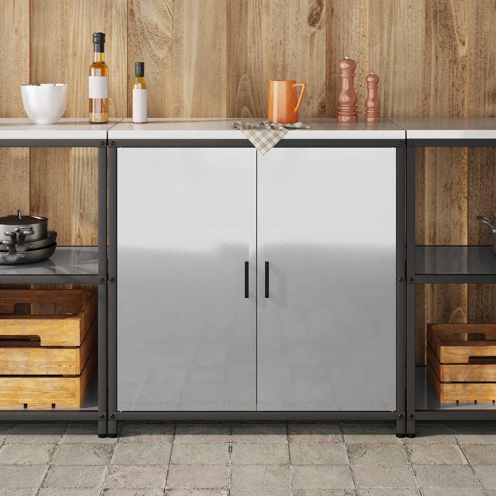 vidaXL Przechowywanie w kuchni HATTEM srebrny 90 x 50 x 92 cm Stal
