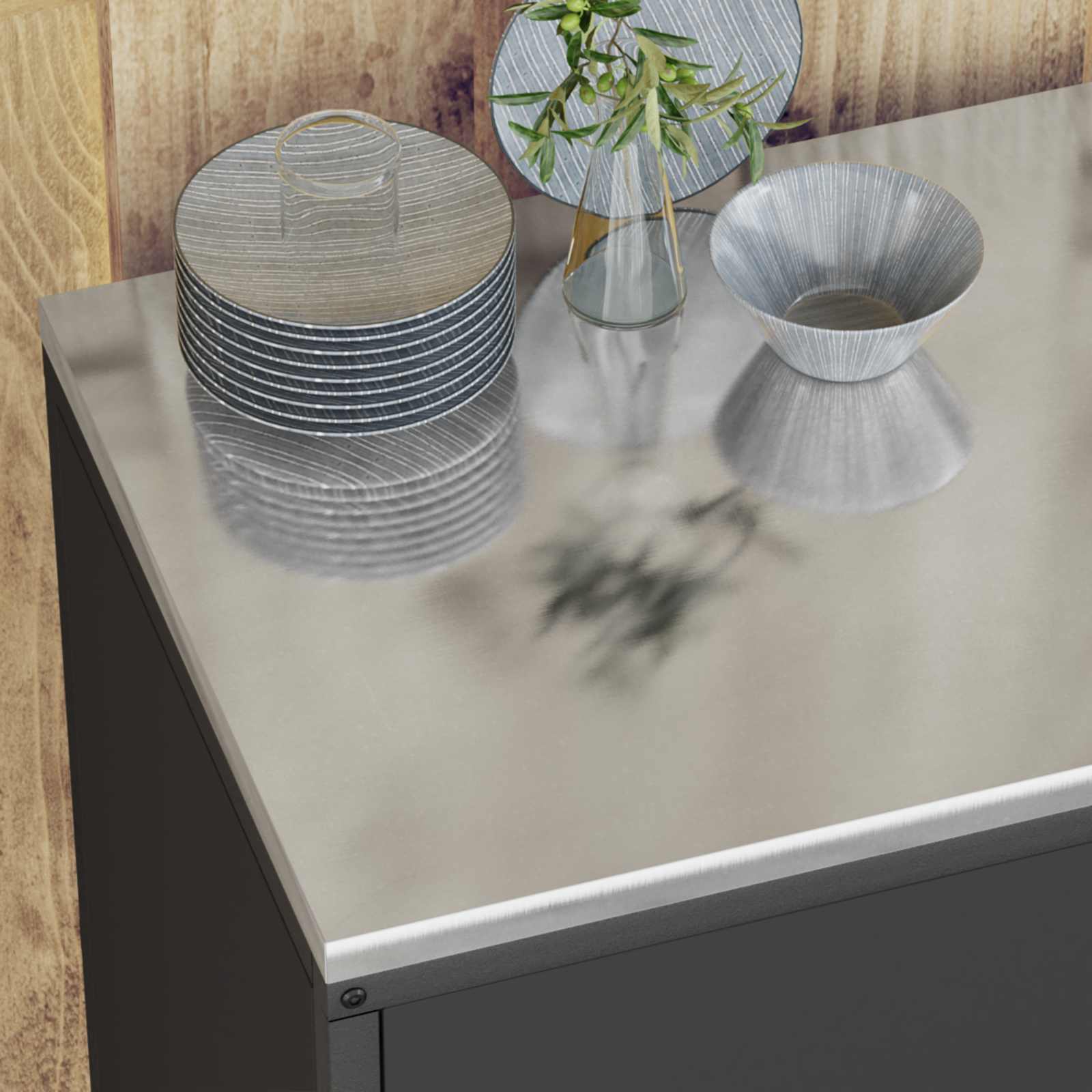 vidaXL Przechowywanie w kuchni HATTEM Czarny 60 x 50 x 92 cm Stal