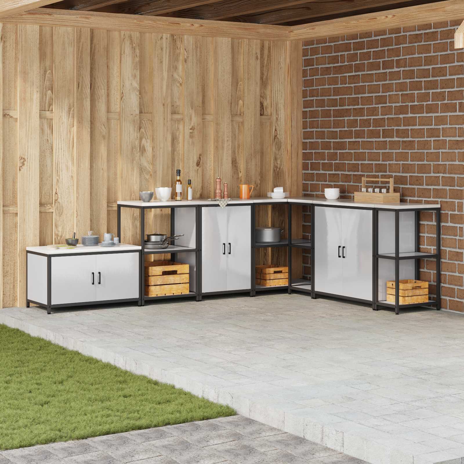 vidaXL Przechowywanie w kuchni HATTEM srebrny 60 x 50 x 92 cm Stal