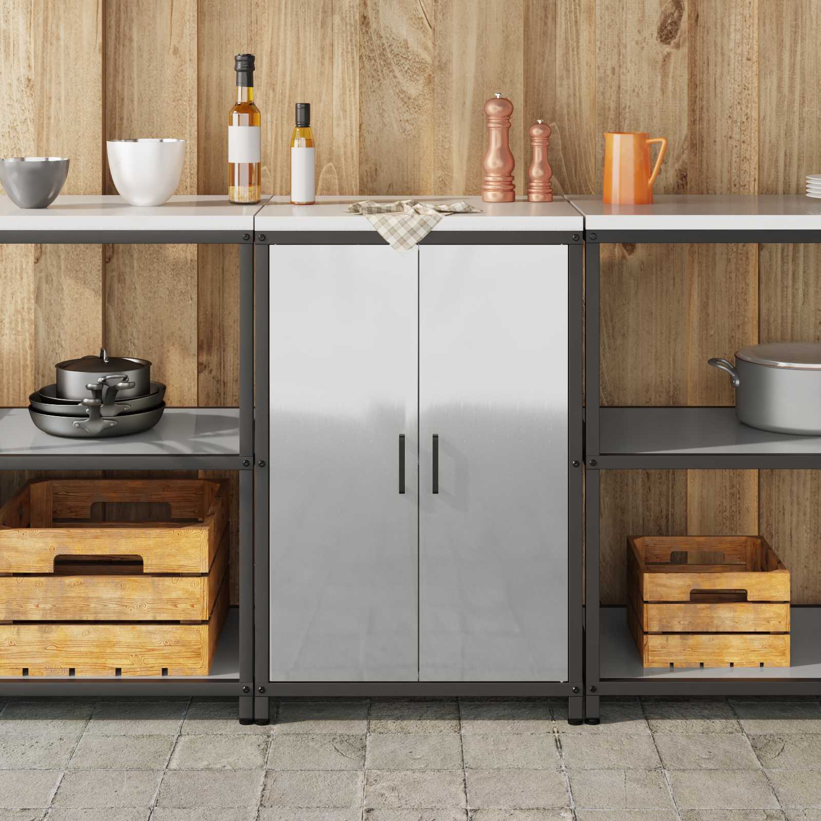 vidaXL Przechowywanie w kuchni HATTEM srebrny 60 x 50 x 92 cm Stal