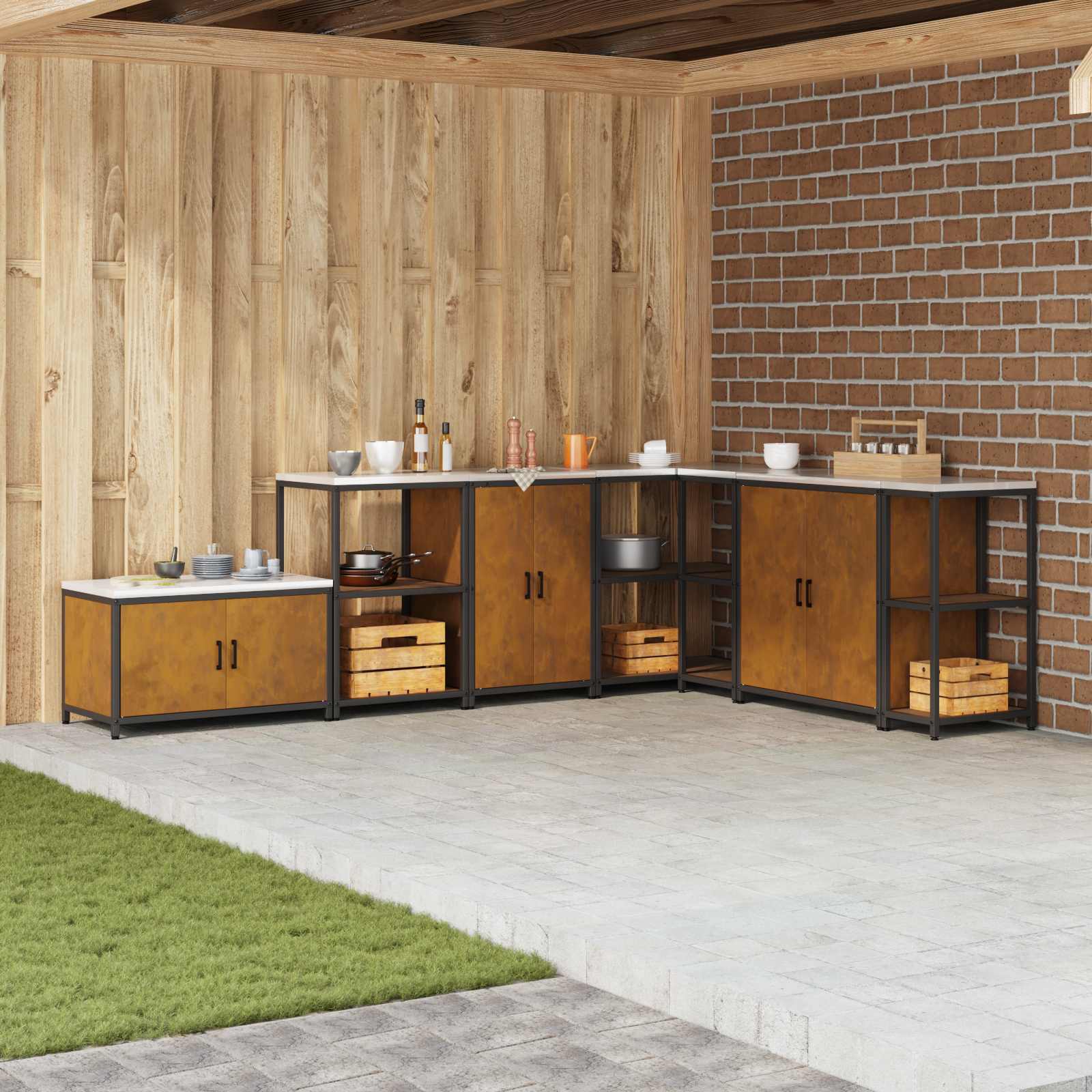 vidaXL Przechowywanie w kuchni HATTEM Rdzawy 60 x 50 x 92 cm Stal