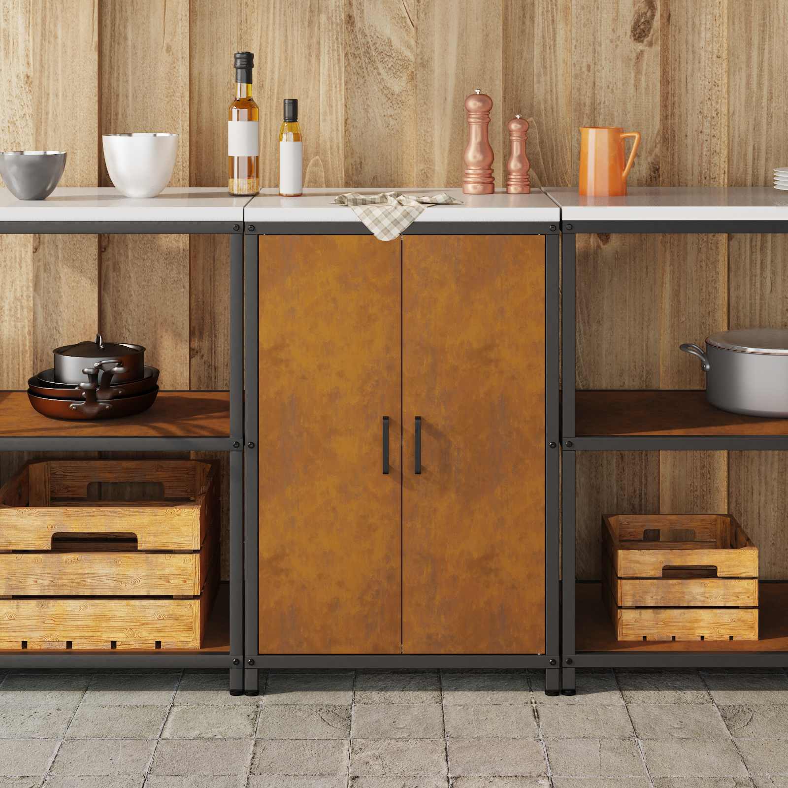 vidaXL Przechowywanie w kuchni HATTEM Rdzawy 60 x 50 x 92 cm Stal