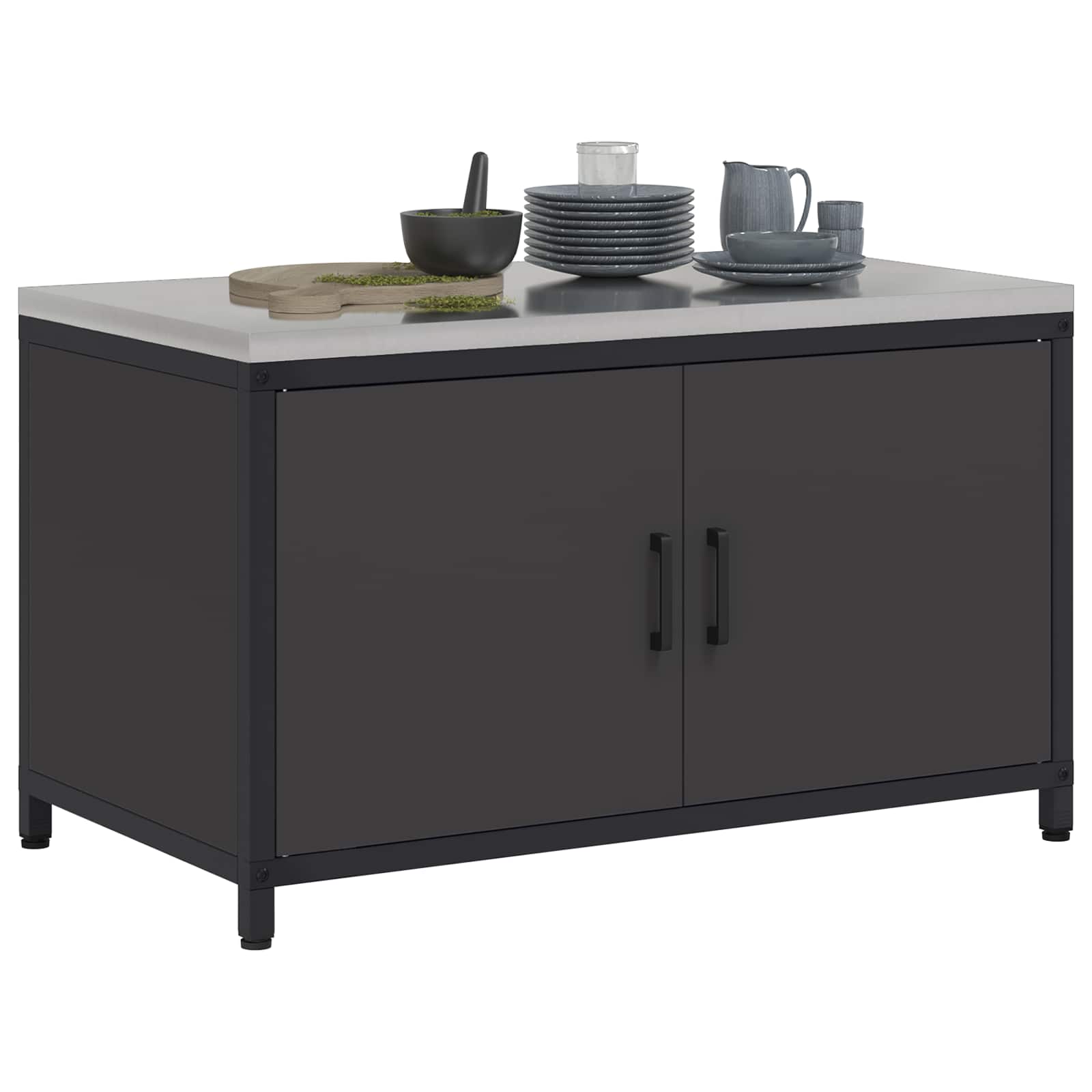 vidaXL Przechowywanie w kuchni HATTEM Czarny 90 x 50 x 53 cm Stal