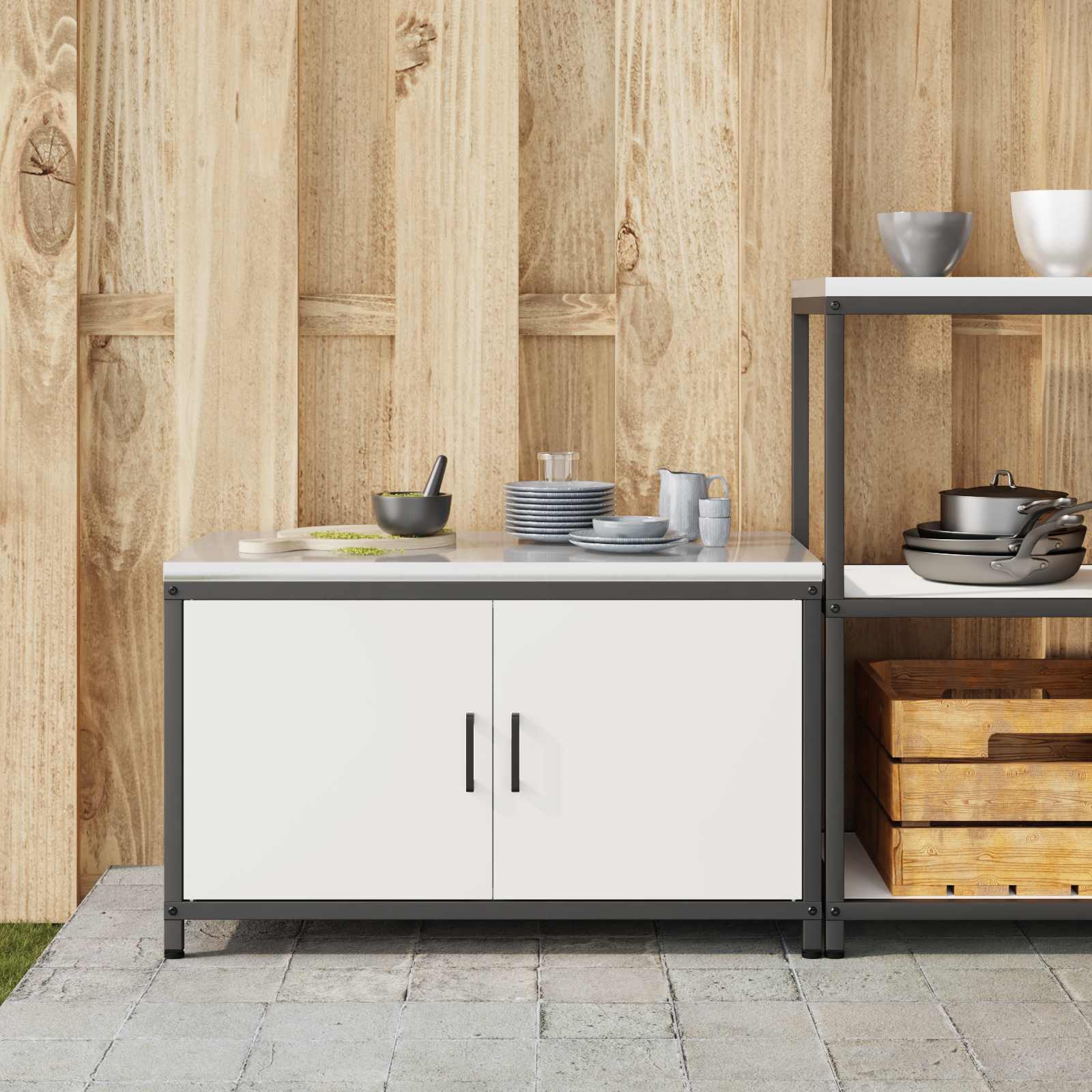 vidaXL Przechowywanie w kuchni HATTEM Biały 90 x 50 x 53 cm Stal