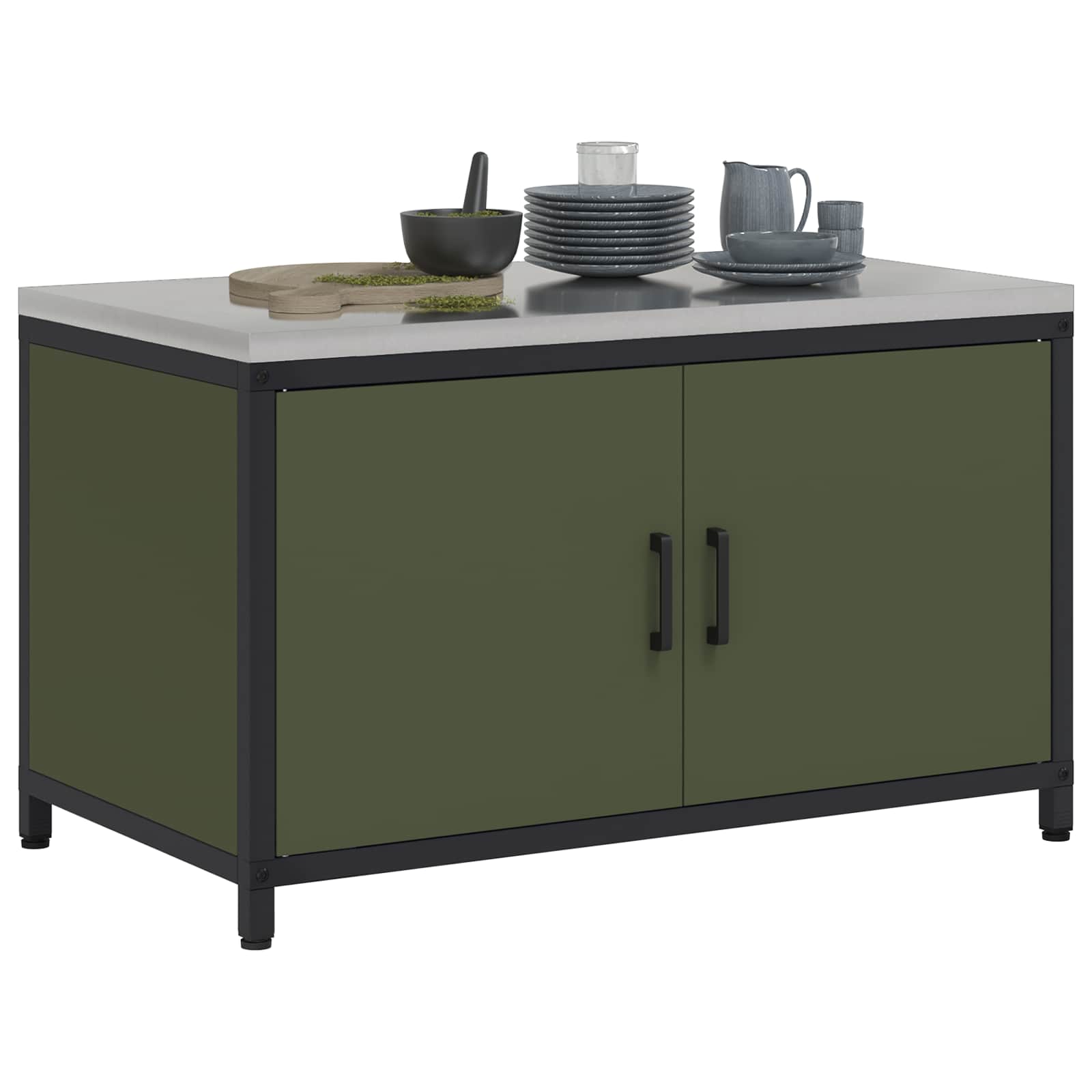 vidaXL Przechowywanie w kuchni HATTEM Oliwkowy zielony 90 x 50 x 53 cm