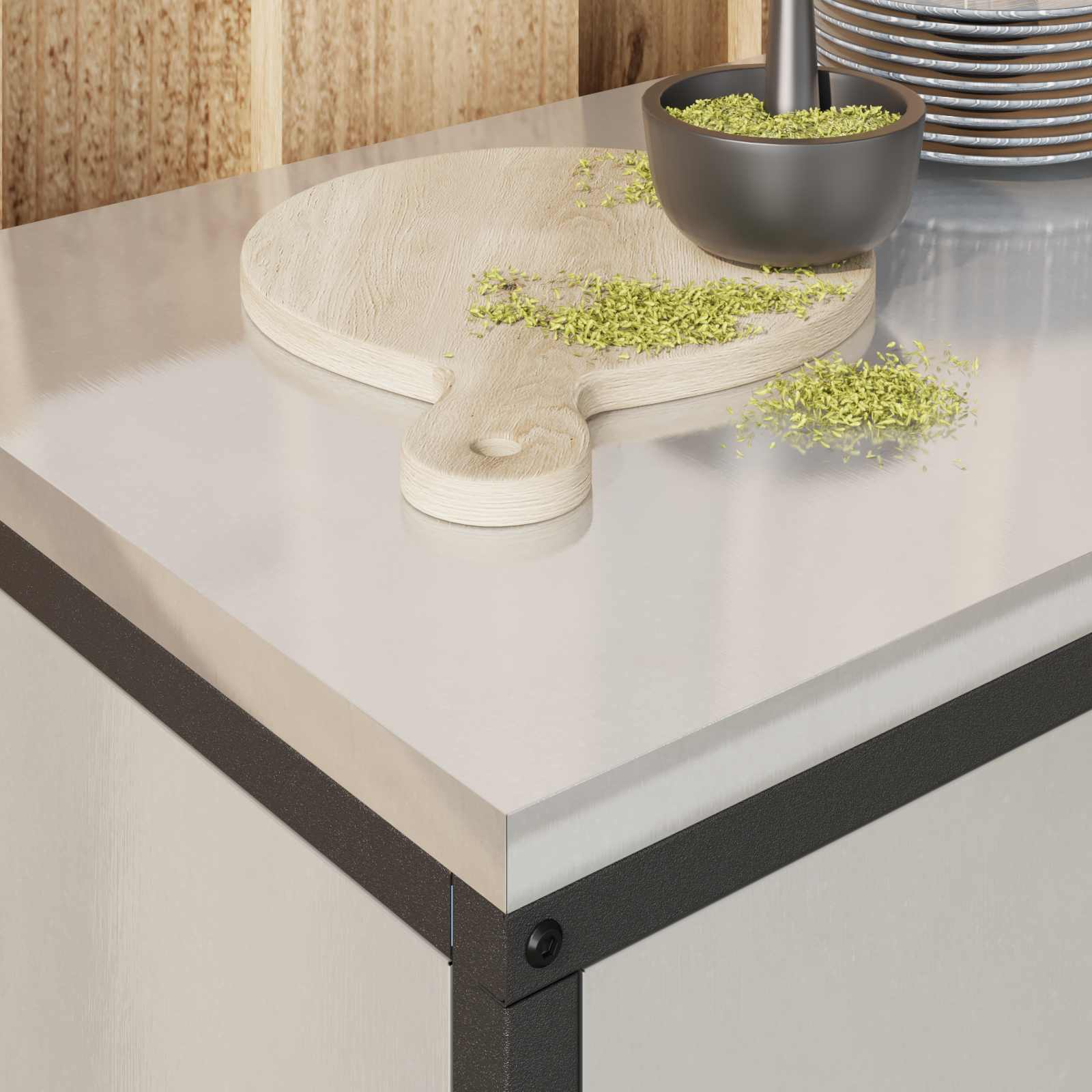 vidaXL Przechowywanie w kuchni HATTEM srebrny 90 x 50 x 53 cm Stal