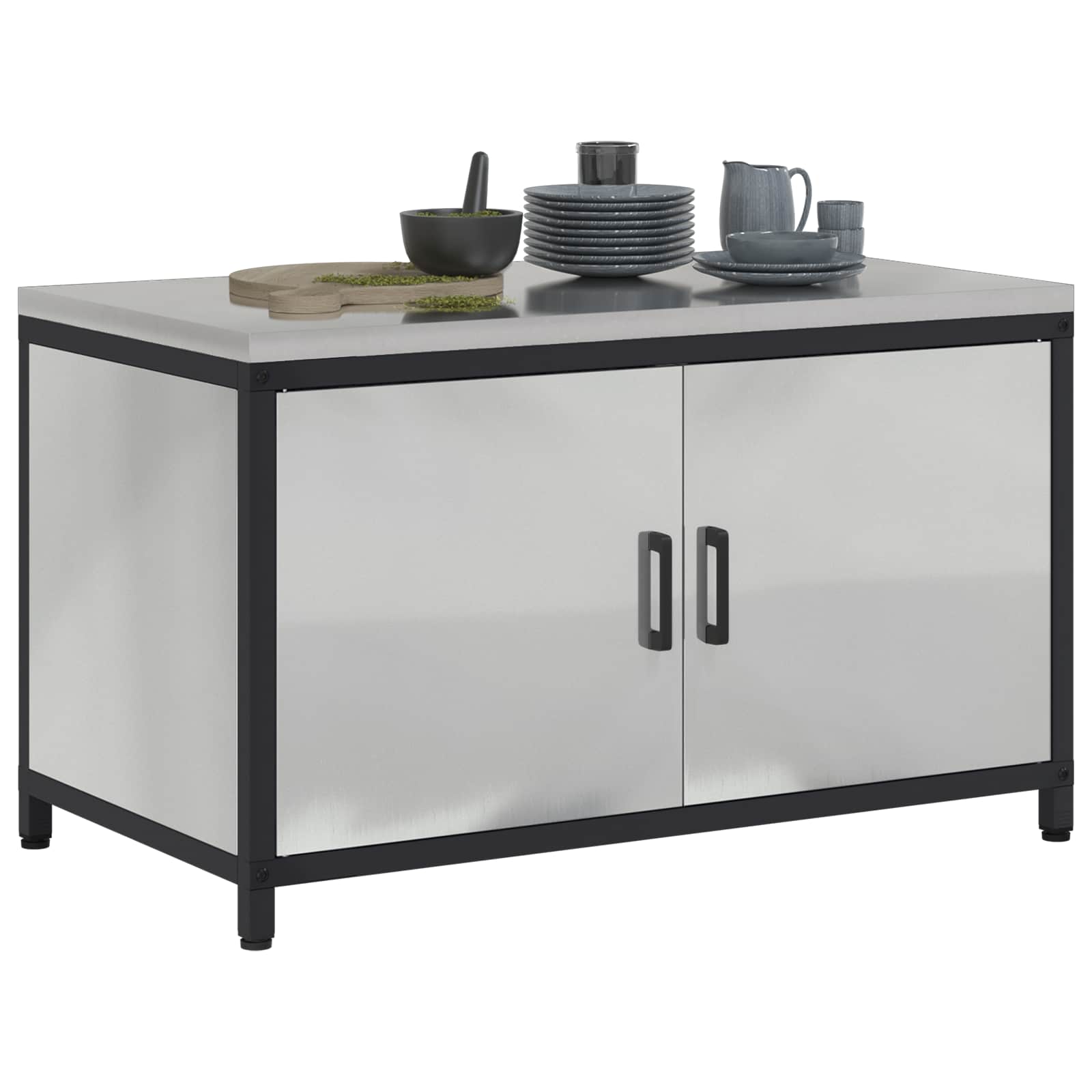vidaXL Przechowywanie w kuchni HATTEM srebrny 90 x 50 x 53 cm Stal