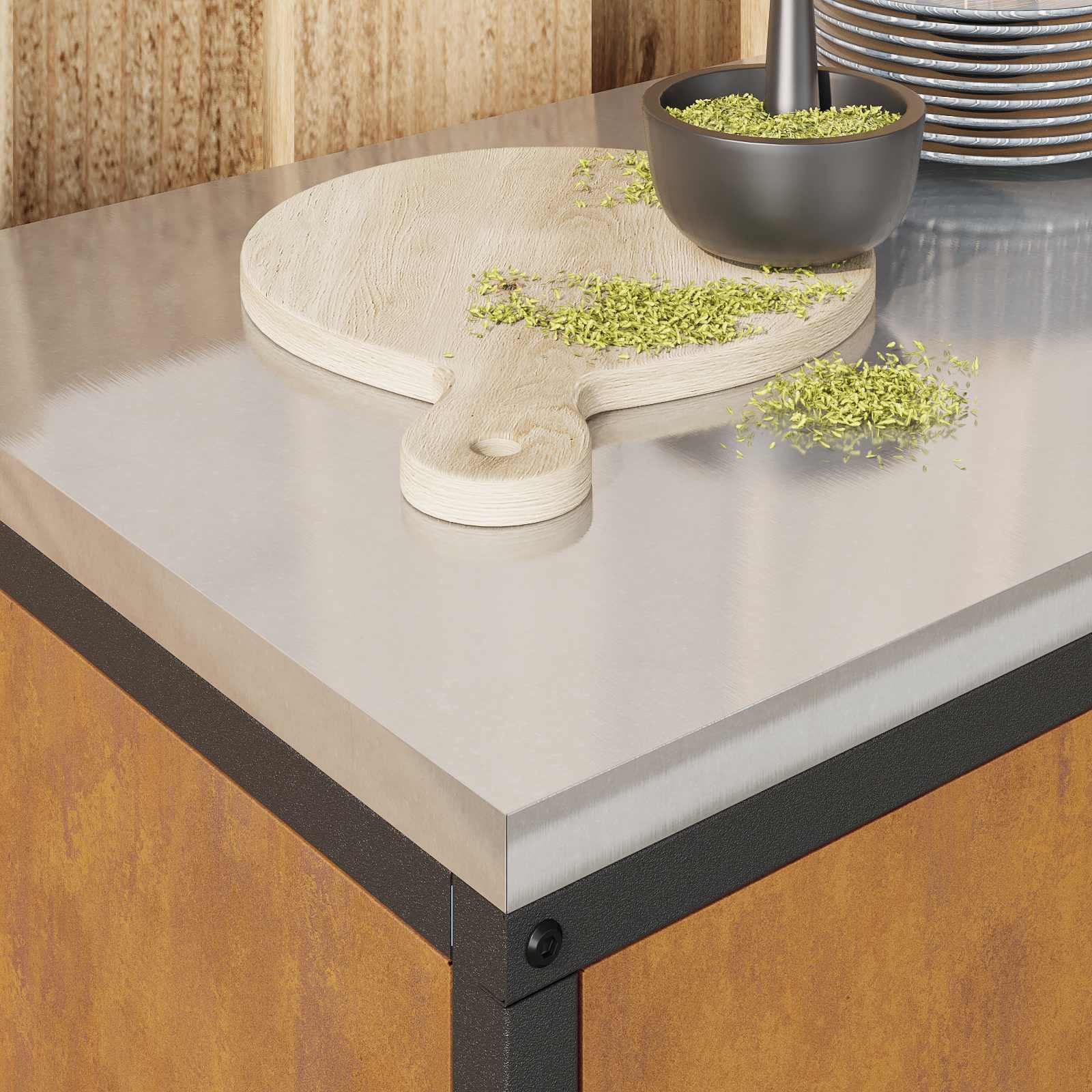 vidaXL Przechowywanie w kuchni HATTEM Rdzawy 90 x 50 x 53 cm Stal