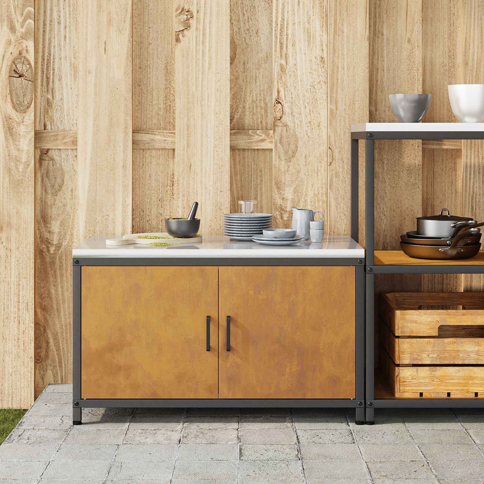 vidaXL Przechowywanie w kuchni HATTEM Rdzawy 90 x 50 x 53 cm Stal
