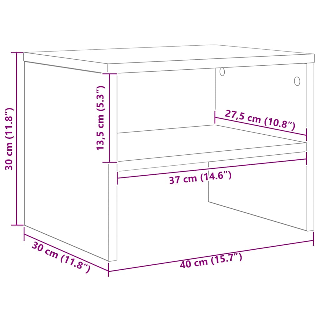vidaXL Szafka Nocna Czarny dąb 40 x 30 x 30 cm Drewno inżynieryjne