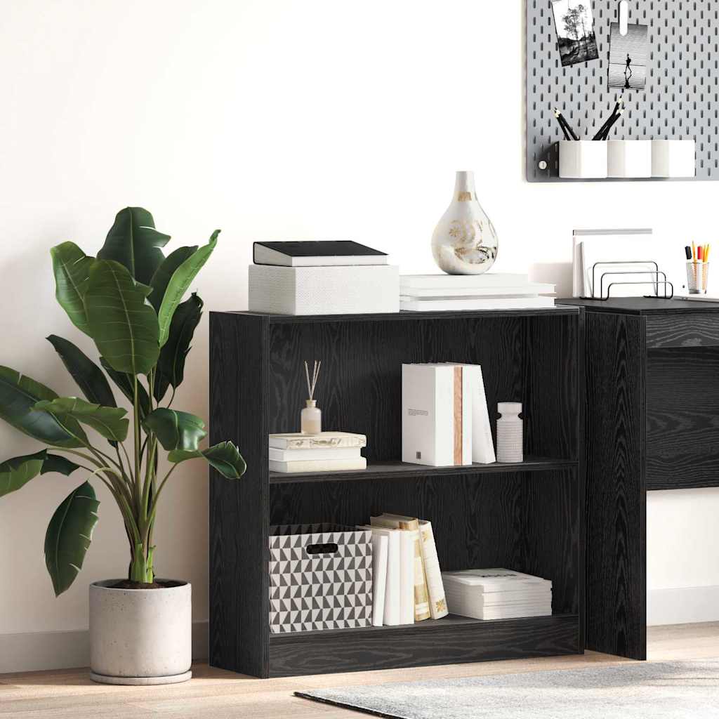 vidaXL Półka na książki Czarny Dąb 80 x 24 x 76 cm